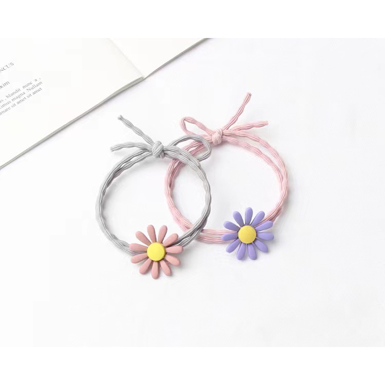 Dây Cột Tóc Cao Su Co Giãn Đính Hoa Cúc Nhỏ Xinh