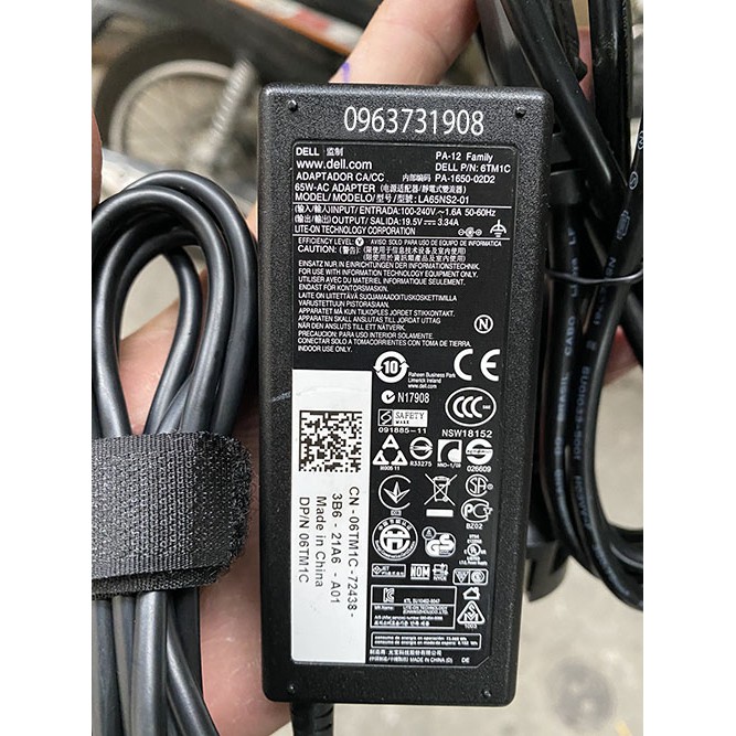 Sạc laptop Dell 19.5V 3.34A 65W zin bóc máy