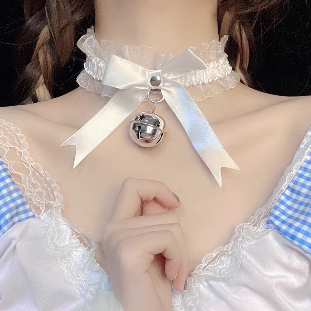 Vòng cổ choker đính chuông phối ren nhiều màu sắc phong cách lolita thanh lịch dành cho nữ