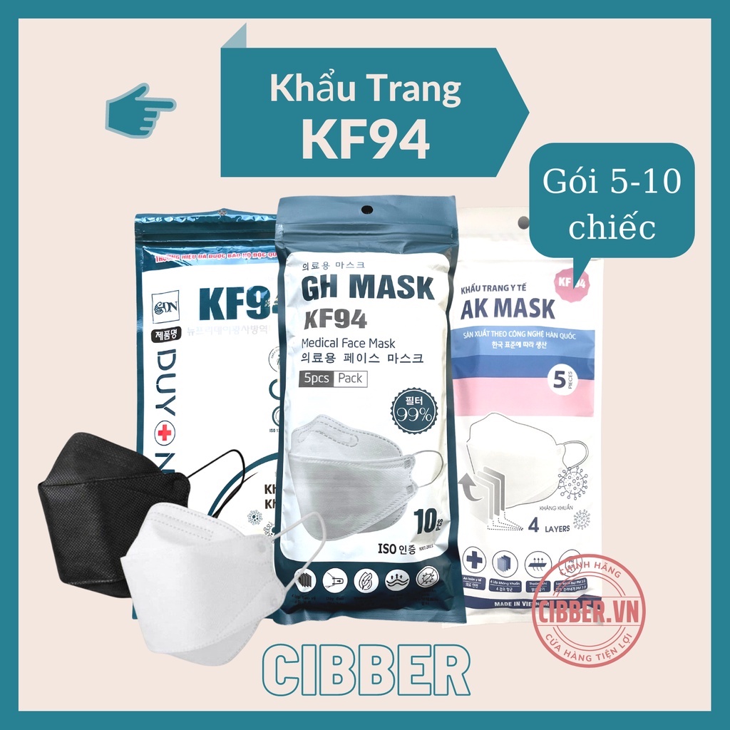 Combo 100 Khẩu Trang Y Tế KF94 (Chữ Tiếng Việt) - Kháng Khuẩn, Chống Bụi Mịn PM 2.5