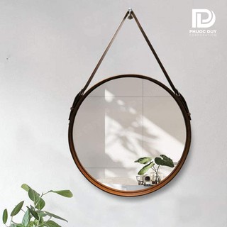 Gương tròn treo tường G1, viền da simili cao cấp nhiều màu, nhiều kích thước, decor trang trí, bàn trang điểm, phòng tắm