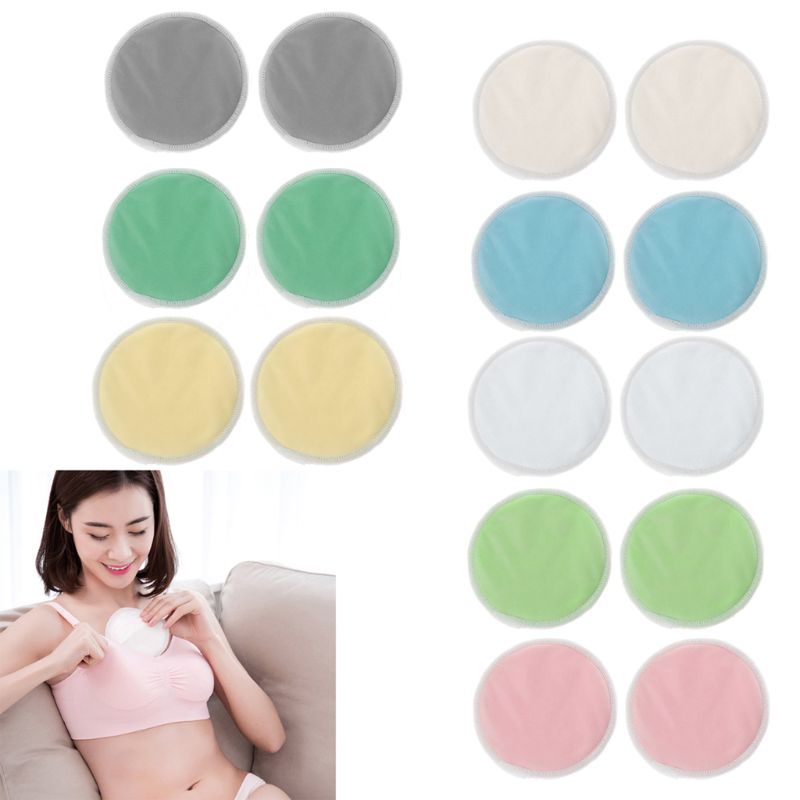 Bộ 2 Miếng Đệm Ngực Bằng Tre Chống Thấm Nước Có Thể Giặt Sạch Tiện Dụng Cho Mẹ Bỉm Sữa
