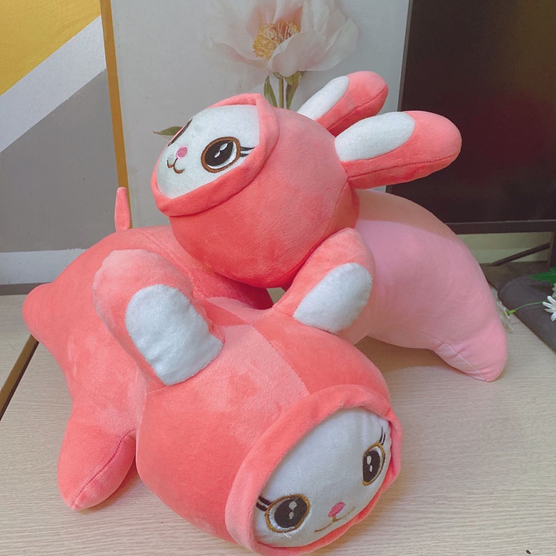 Thú gấu nhồi bông thỏ nằm siêu cute đáng yêu , thỏ hồng đồ chơi cho bé kich thước 40 cm