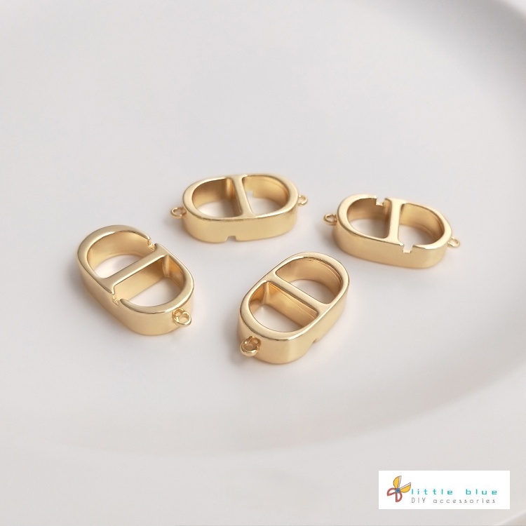 Khóa Gài Hai Đầu Bằng Đồng 14K Màu Vàng Kim Bảo Vệ Làm Mặt Vòng cổ/Trang Sức DIY