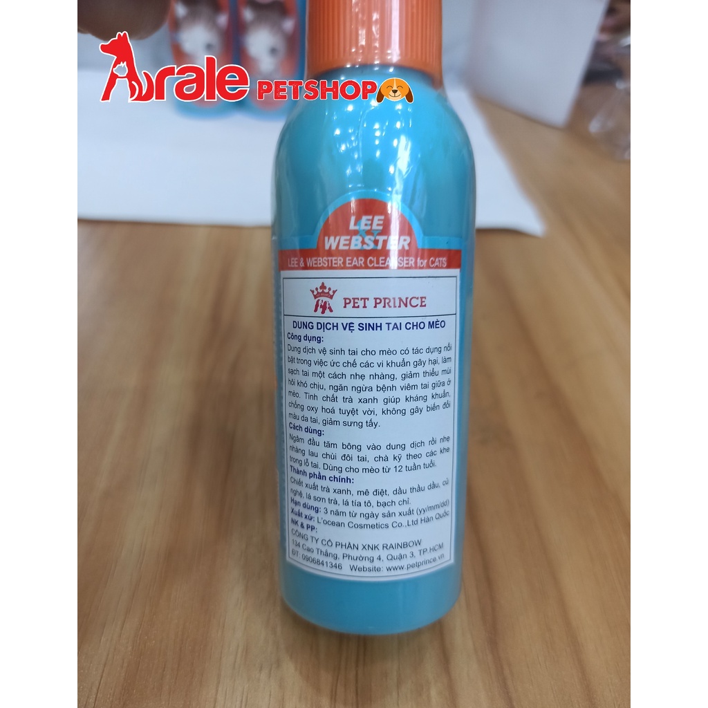 Dung dịch vệ sinh tai cho mèo Lee&amp;Webster Hàn Quốc 130ml