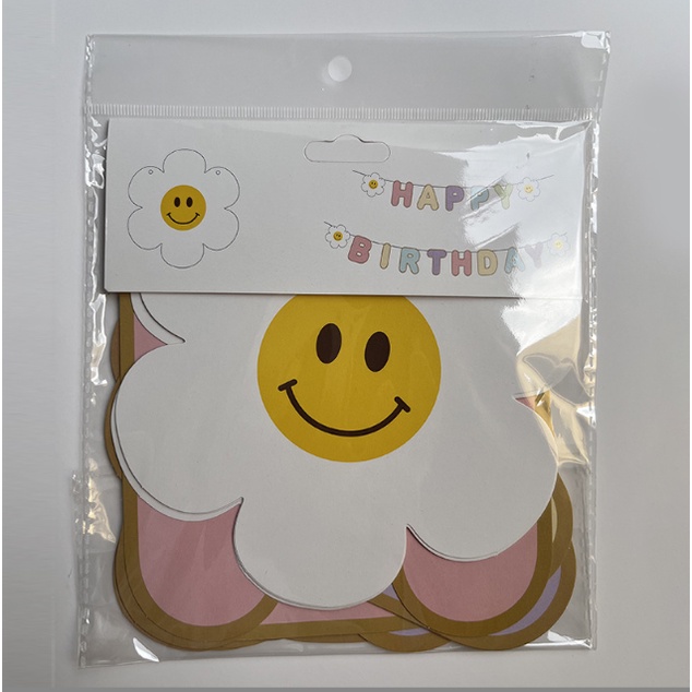 Cờ Chữ Happy Birthday Hoa Cúc Pastel Trang Trí Sinh Nhật
