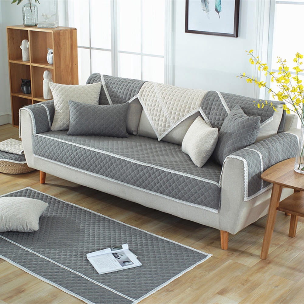 Tấm Vải Cotton Lanh Thoáng Khí Lót Ghế Sofa Chống Trượt Tiện Dụng