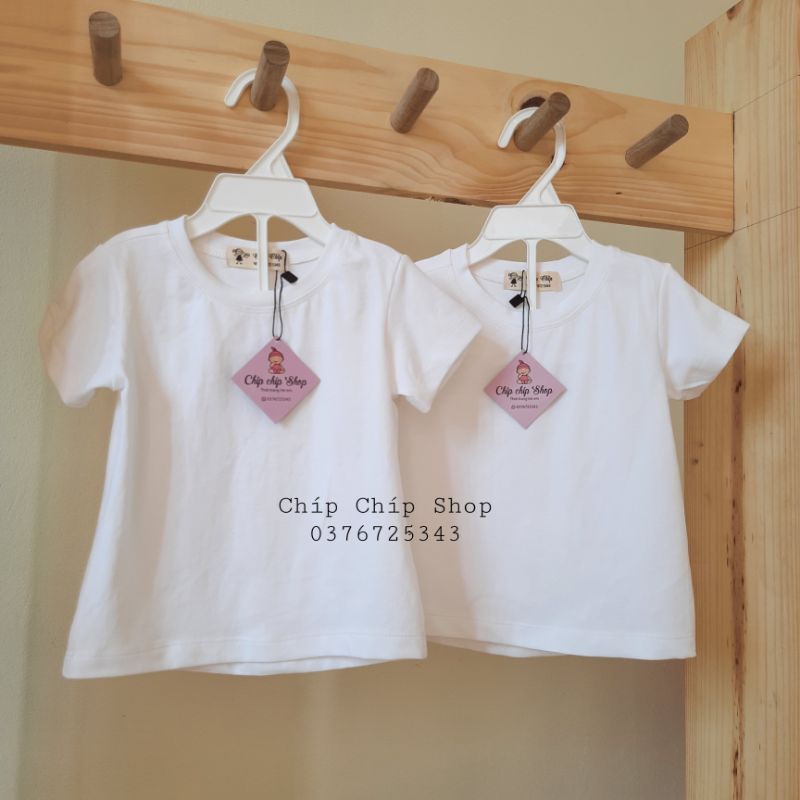 Áo phông trắng giãn chất liệu cotton co giãn 4 chiều cho bé trai bé gái 6-17kg Chíp chíp shop