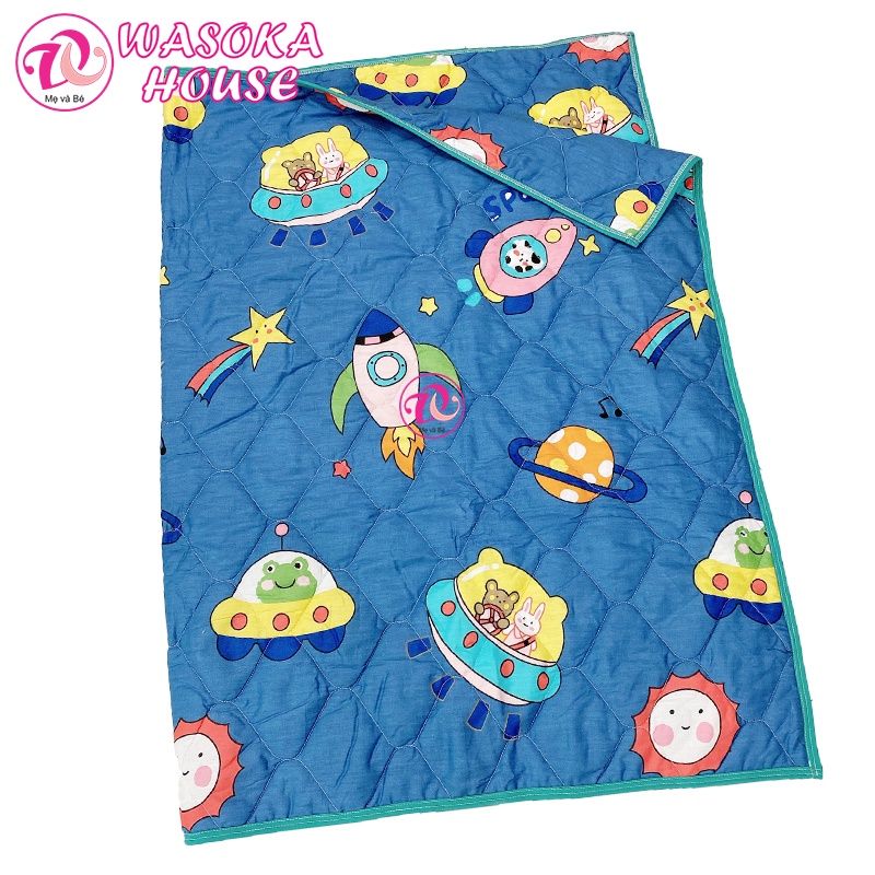Chăn mền trẻ em cotton 100% mềm mát, kt 1mx1m5 với nhiều họa tiết hình thú đáng yêu