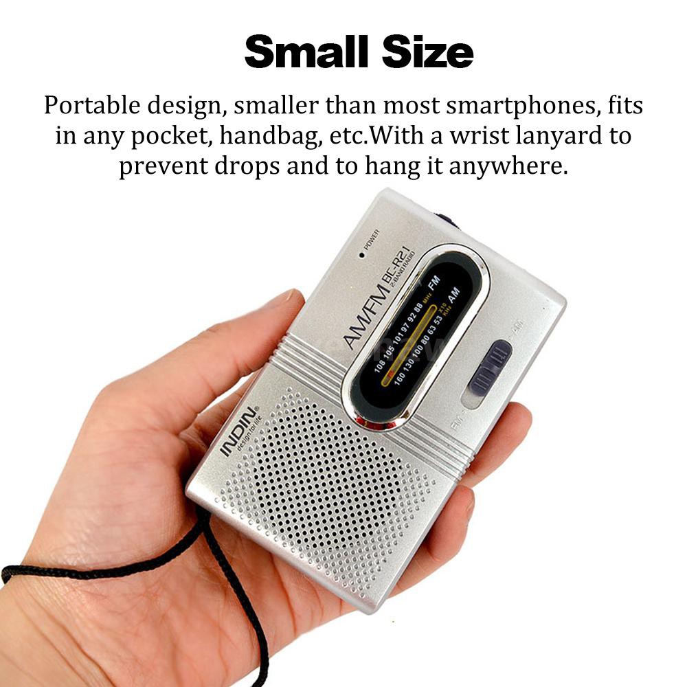 Ayeshaw BC-R21 Mini Radio Portable Speaker AM FM Adjustable Telescopic Antenna Pocket Radios