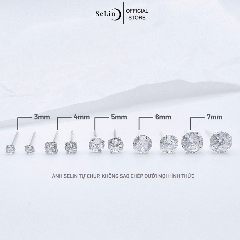 Khuyên tai bạc nữ 925 nụ đá cao cấp đẹp cá tính SELIN JEWELRY - 0072; 0073; 0074