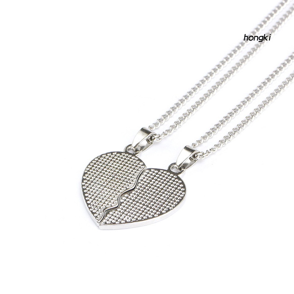 Set 2 Dây Chuyền Mặt Trái Tim Ghép Khắc Chữ Best Friends Thời Trang Cho Nữ