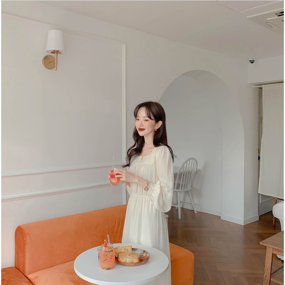 Đầm midi tay dài cổ vuông thời trang 32991