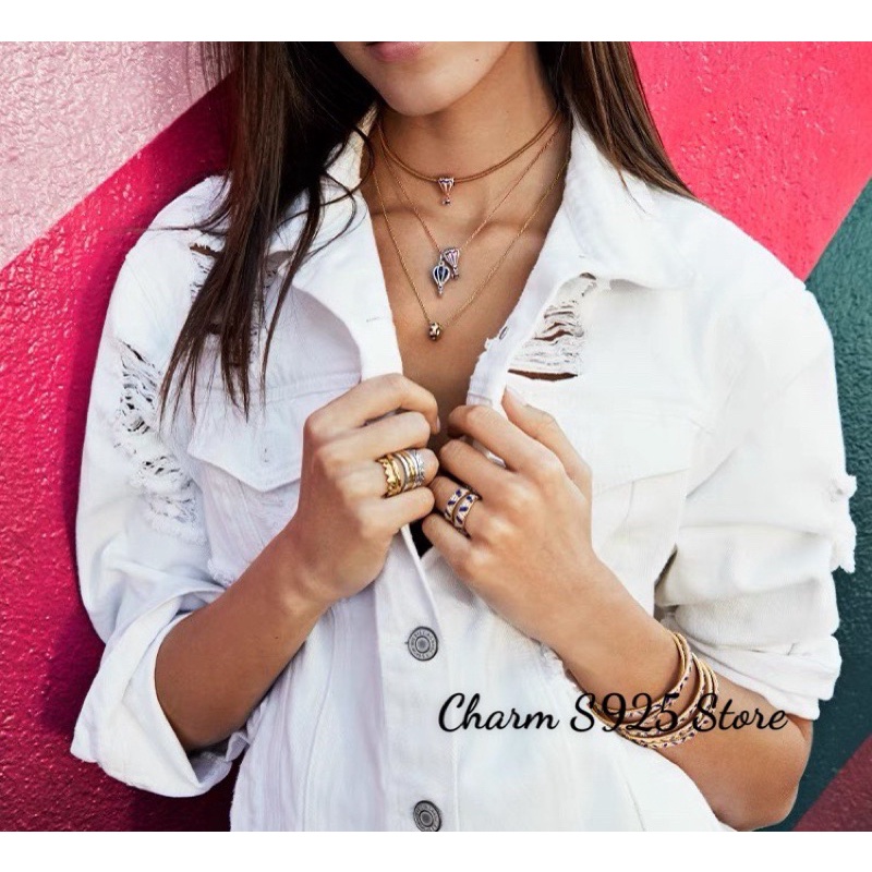 combo bộ vòng pan khoá tim mềm + 4 hạt charm bạc s925 cao cấp