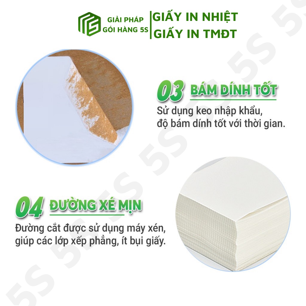 Giấy In Nhiệt 5S Khổ A7 Tự Dính , In Đơn hàng Sàn Thương Mại Điện Tử 75x100mm Siêu Tiết Kiệm Cuộn 300 tờ