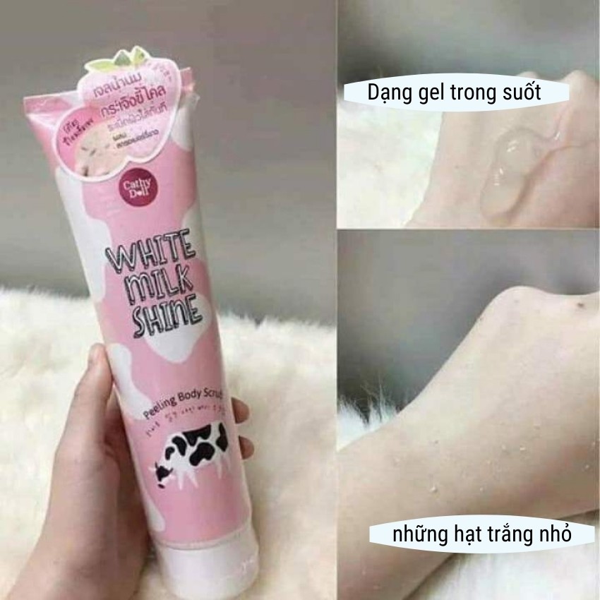 Tẩy da chết White Milk Shine CATHY DOLL Dùng Toàn Thân Hương Sữa Bò Hàng Thái Lan Chính Hãng (320ml)