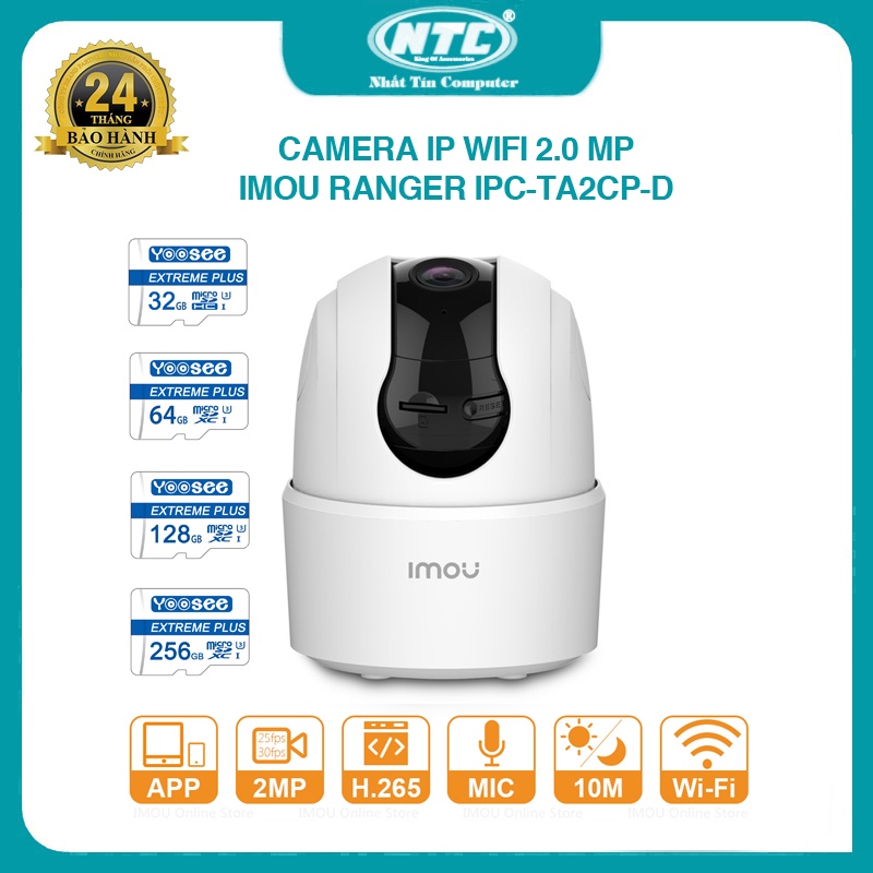 Camera IP Wifi IMOU Ranger 2C-D 2.0MP FullHD 1080P xoay 360 độ đàm thoại 2 chiều - tuỳ chọn phân loại thẻ nhớ (Trắng)