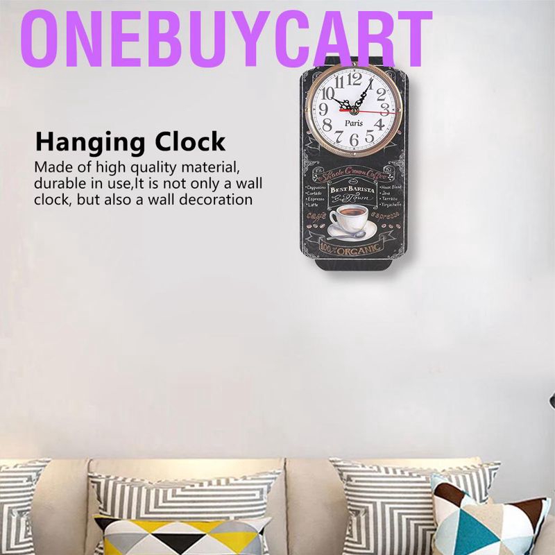 Onebuycart Elegant Style Rectangular Wall Clock Stylish Hanging for Living Room Bar Ornament