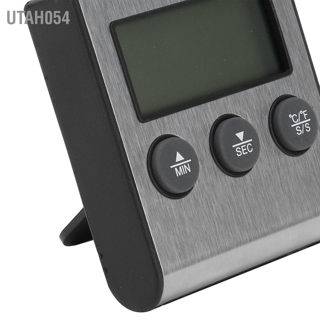 [Hàng HOT]  Nhiệt kế dây điện tử có dây đo chất lỏng nhà bếp - nhiệt kế kẹo có dây kỹ thuật số Hẹn giờ với giá đỡ【Utah054】