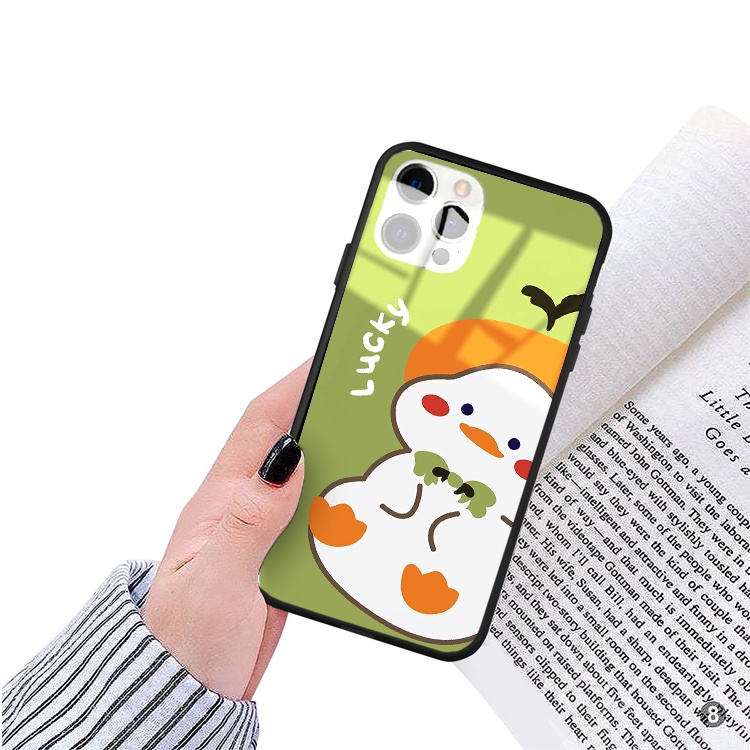 Ốp iphone kính cường lực Chú vịt con Lucky cho 11/11pro/11promax/xsmax/xr/x/7plus/6/7/8/plus/12 pro max/13 pro max-k362