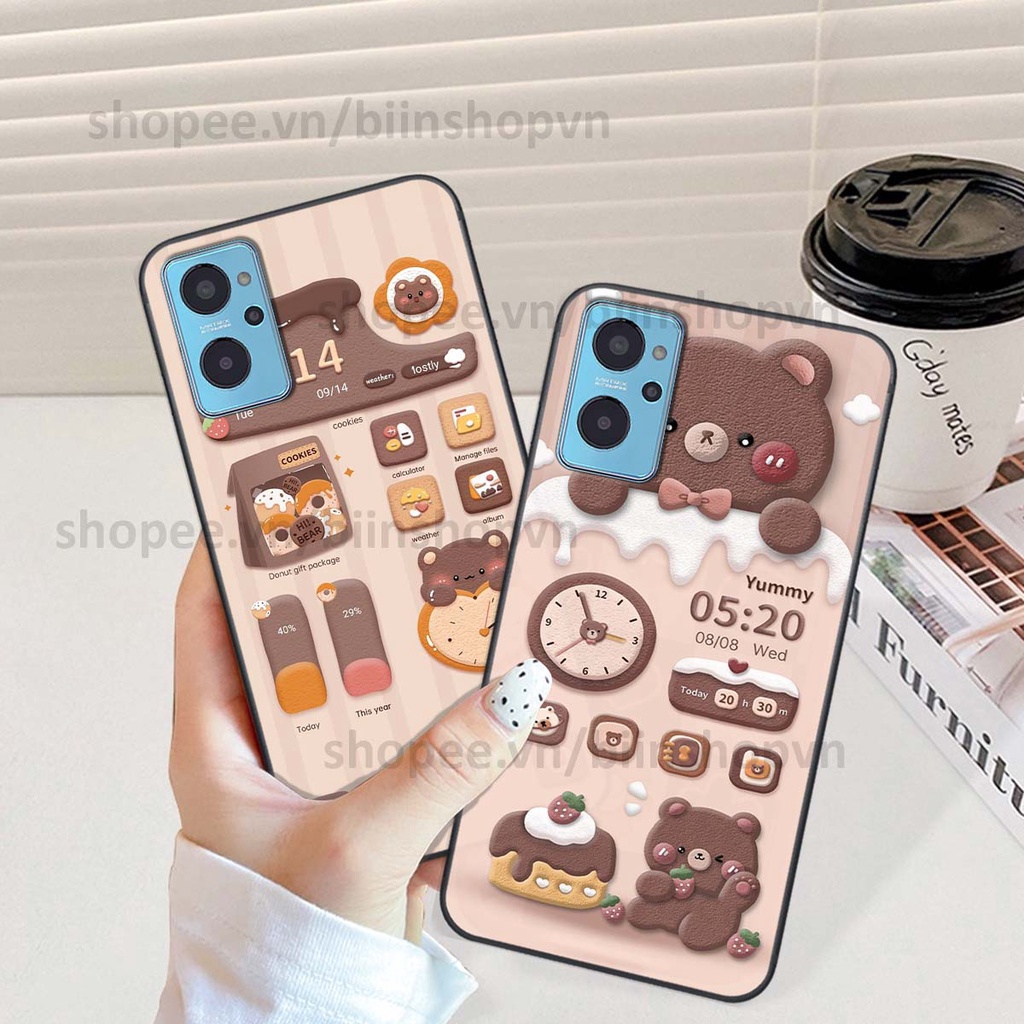 Ốp Realme 9i in 3D icon gấu nổi siêu xinh, siêu đáng yêu, cá tính phong cách