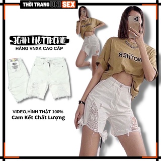 Quần ngố jean rách 2 bên cạp cao hàng vnxk form chuẩn ngố rách 2 bên - lửng 22