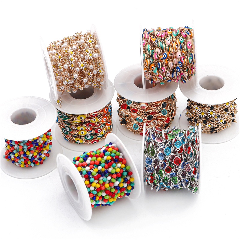 Chuỗi hạt pha lê hình hoa cúc mắt quỷ kích thước 50cm dùng làm trang sức thủ công