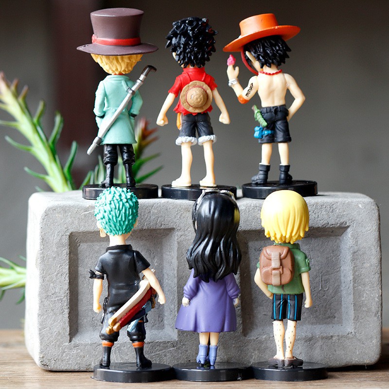 Bộ mô hình chibi 6 nhân vật One Piece - Luffy, Zoro, Sanji, Chopper, Nami, Robin, Franky, Brook, Usopp