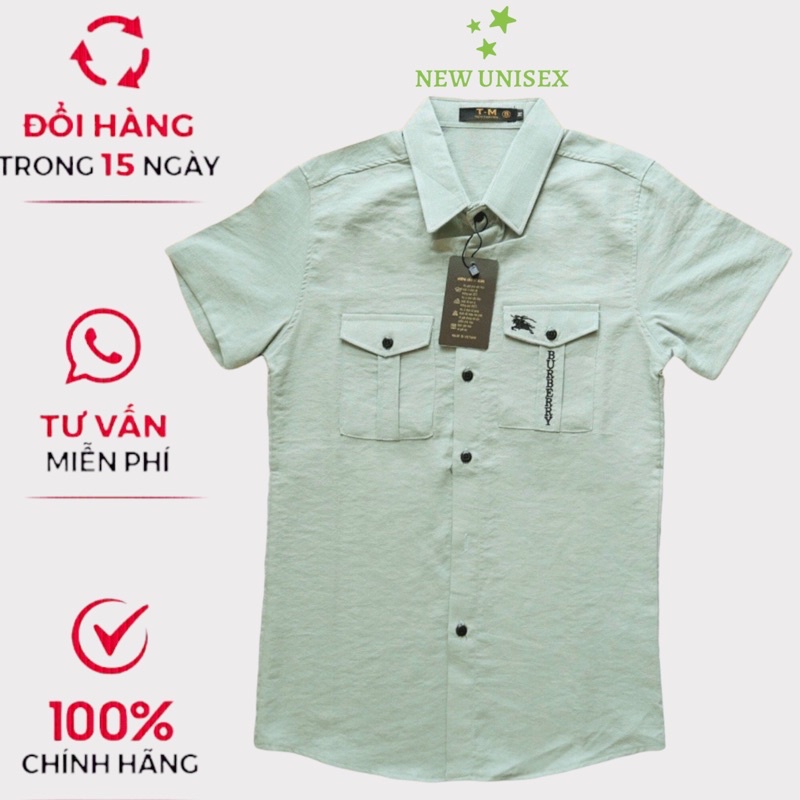 Áo Sơ mi Nam Ngắn Tay 2 Túi Ngực Có Nắp Cổ Cài Nút Chất Đũi Nhẹ Mát Form CHuẩn Mặc Đẹp Phù Hợp Mọi Nơi [NEW UNISEX]