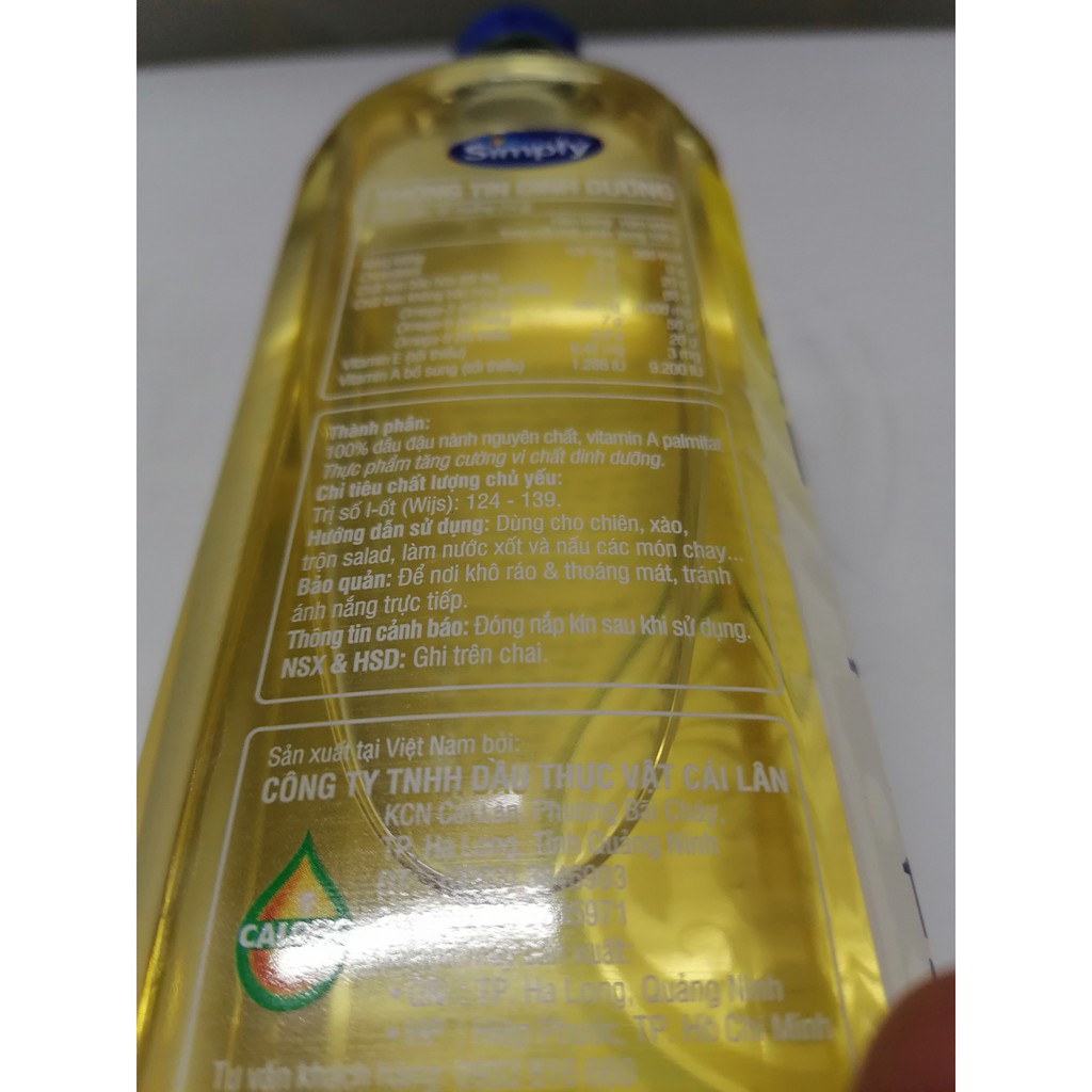 [1 Lít] Dầu đậu nành [VN] SIMPLY Soybean Oil (halal) (bph-hk)