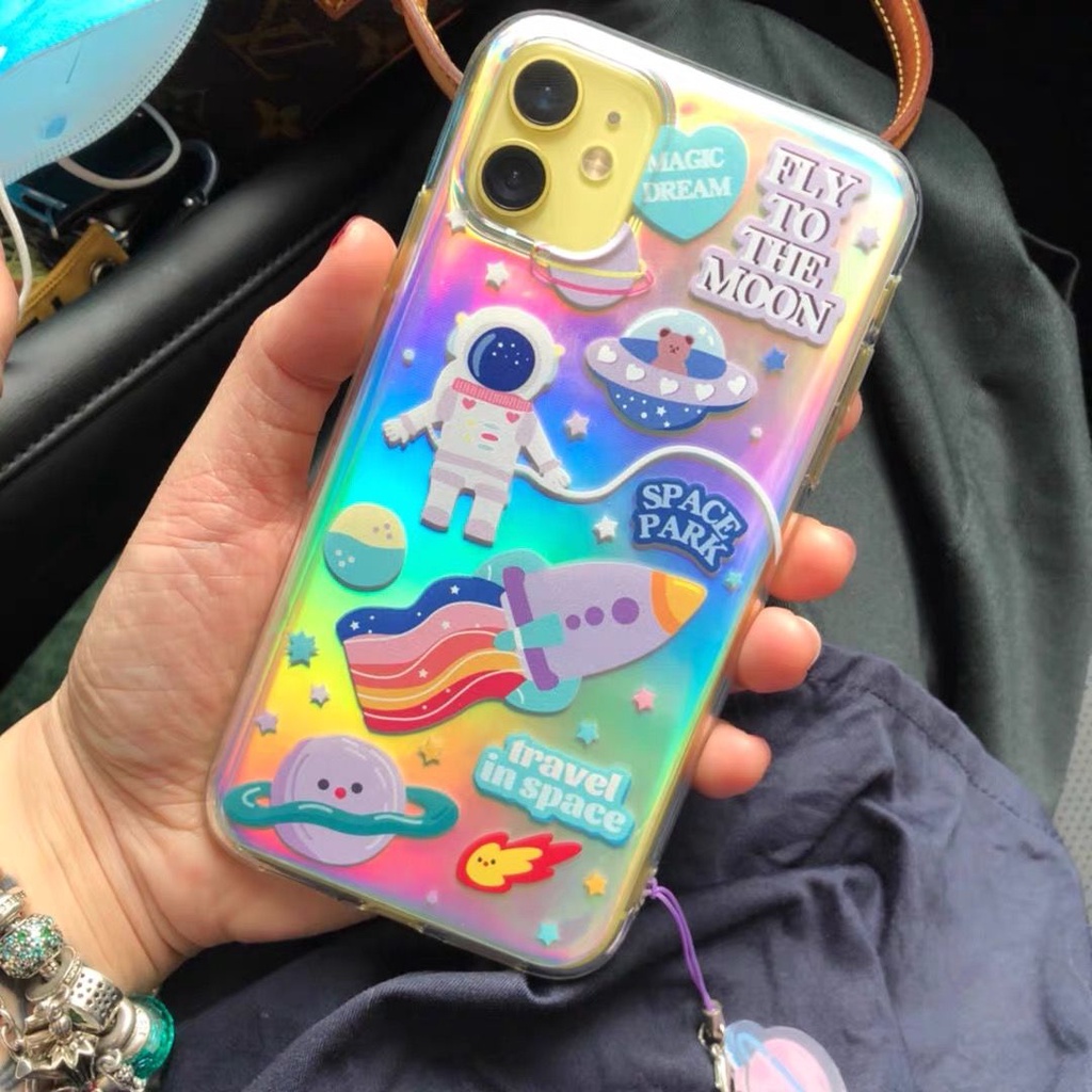 Ốp điện thoại nhựa mềm in hình phi hành gia thích hợp cho Iphone 6s 7plus8x 11pro