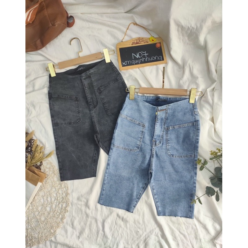 [Mã WASTMAY giảm 15% tối đa 30K đơn 150K] Quần ngố jean giãn hai túi đắp mã N07, kèm ảnh thật trải sàn | BigBuy360 - bigbuy360.vn