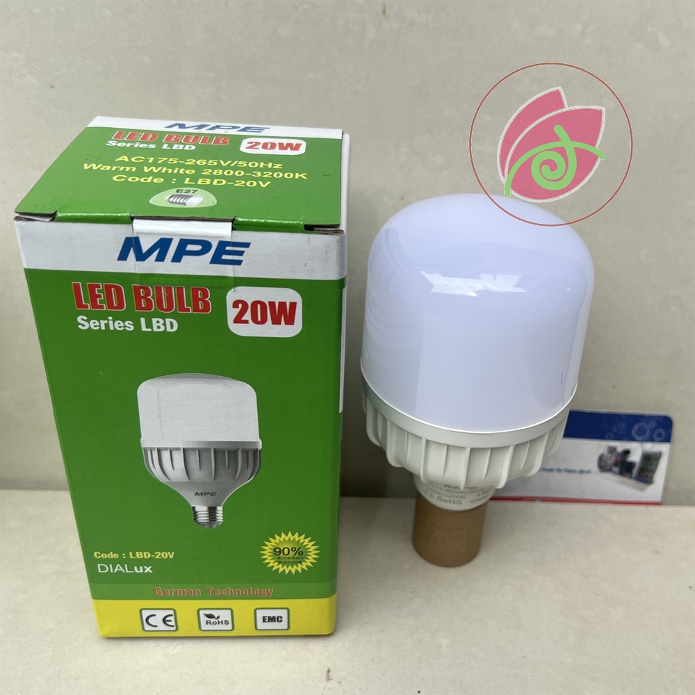 Bóng đèn 20w LED Bulb LBD MPE  Ánh Sáng trắng , Vàng Tiêu chuẩn châu âu