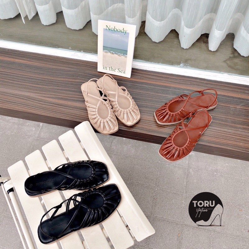 Sandal quai hậu nữ dây rọ vintage