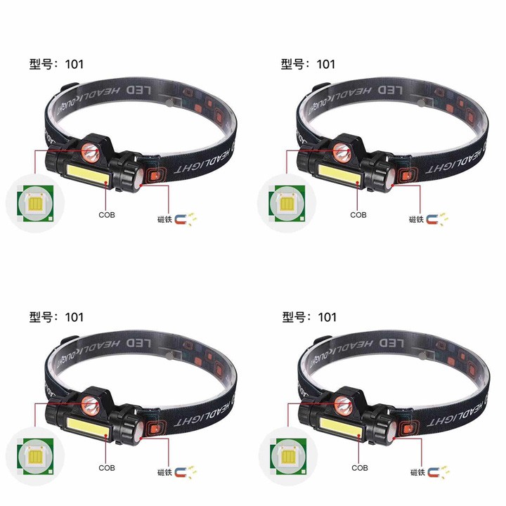 Đèn pin đội đầu 2 BÓNG 101 sáng có pin bên trong