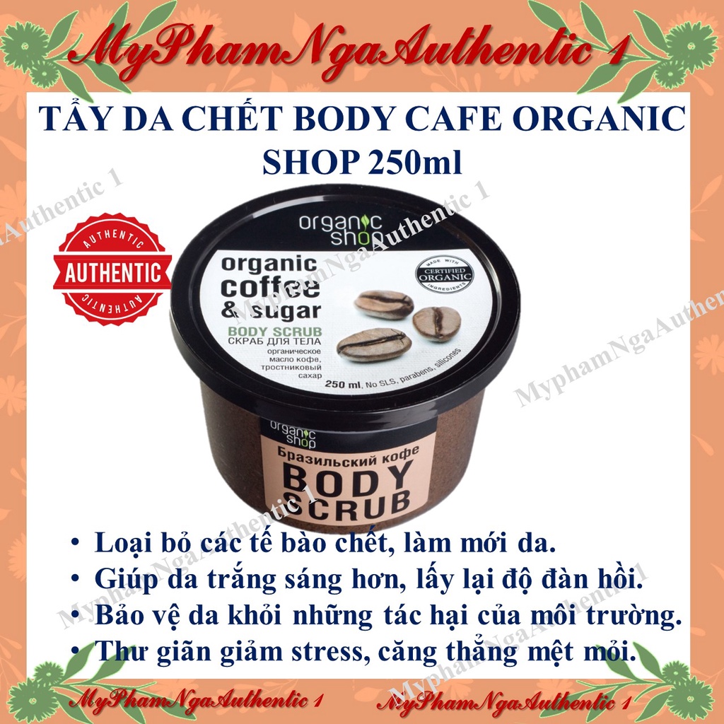 Tẩy da chết toàn thân organic coffee Nga