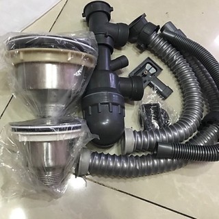 Bộ xả đôi bồn rửa chén-rửa bát inox