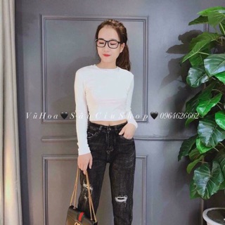 Áo crtop trơn tay dài Áo crtop trơn tay dài