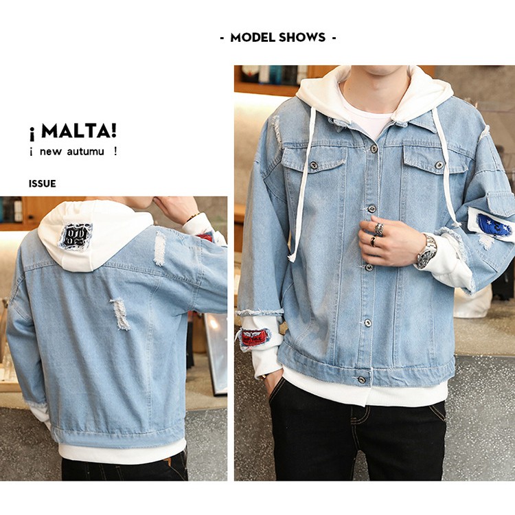 Áo khoác jean nam có mũ đẹp chất TL512 Shop Thành Long chuyên áo khoác nam | BigBuy360 - bigbuy360.vn
