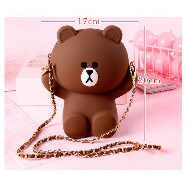 Túi Đeo Chéo GẤU BROWN Silicone