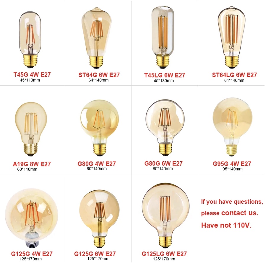 Bóng đèn LED vàng cổ điển E14 E27 Bóng đèn LED 220V để trang trí nội thất