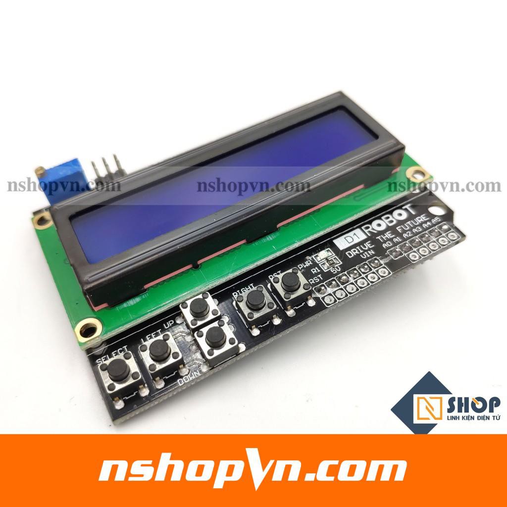 LCD1602 Keypad Shield tương thích arduino UNO, Mega hiển thị 2 dòng 16 kí tự có nút điều khiển tích hợp