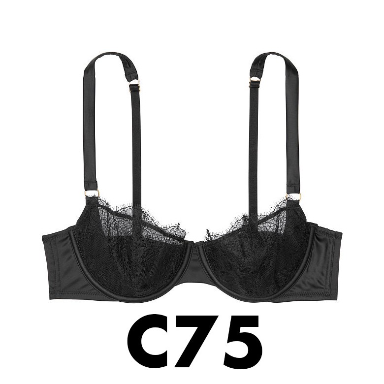 (34C/C75 Bill Mỹ) - Áo đen ren (56) không đệm siêu sexy, Dream Angels, Dream Black - Victoria's Secret