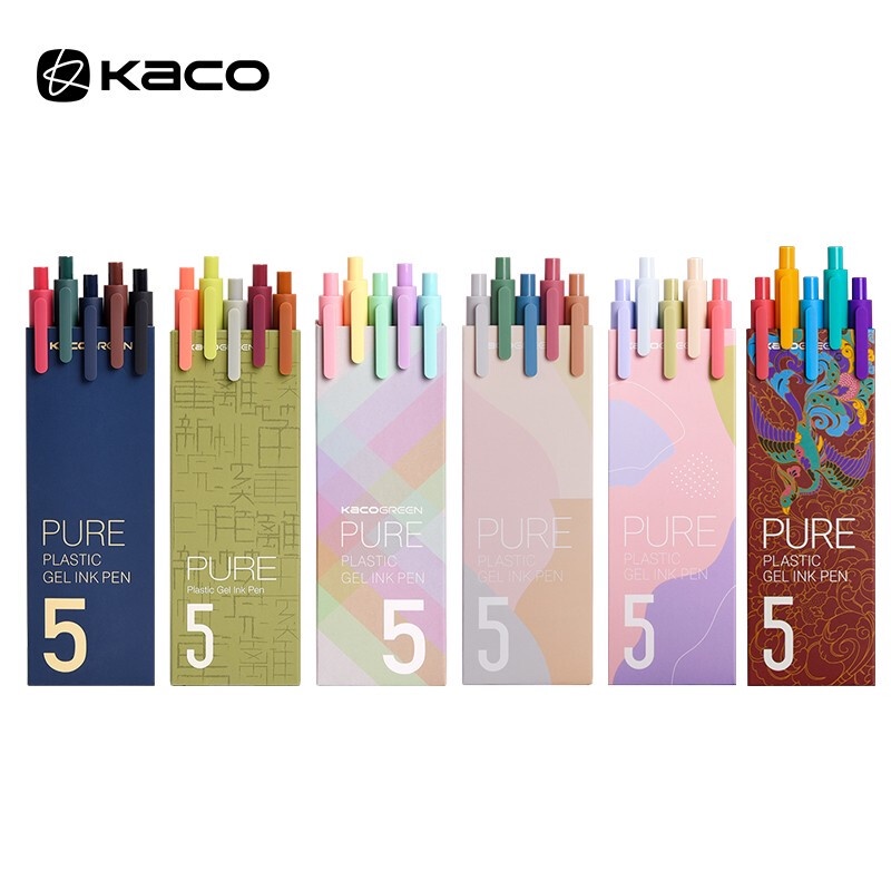 [Hỏa Tốc HCM] Bộ 5 Bút Gel 5 Màu KACO PURE - Ngòi 0.5mm