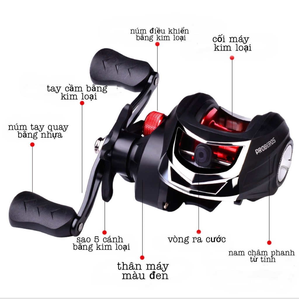 Máy ngang Câu Lure Proberos Đen Chuyên Đồ Câu Lure Đồ Câu Lure