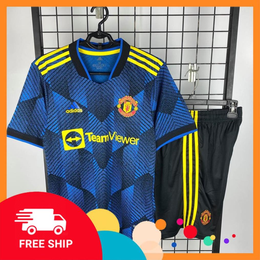 Free Ship - Quần Áo bóng đá CLB Manchester UNT Xanh Đậm 2021-2022 Made in Thái Lan