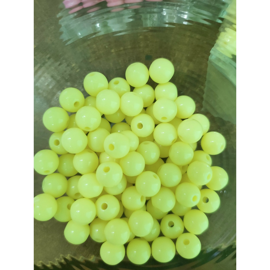 10-25-50gam hạt nhựa tròn bóng màu vàng size  8,10mm