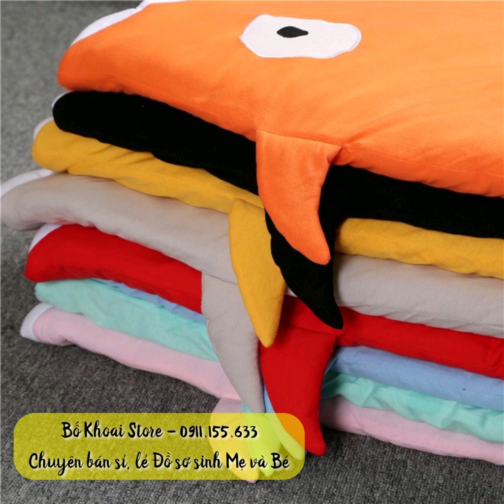 Túi ngủ hình cá mập - Túi ngủ trần bông cho bé - Bố Khoai Store