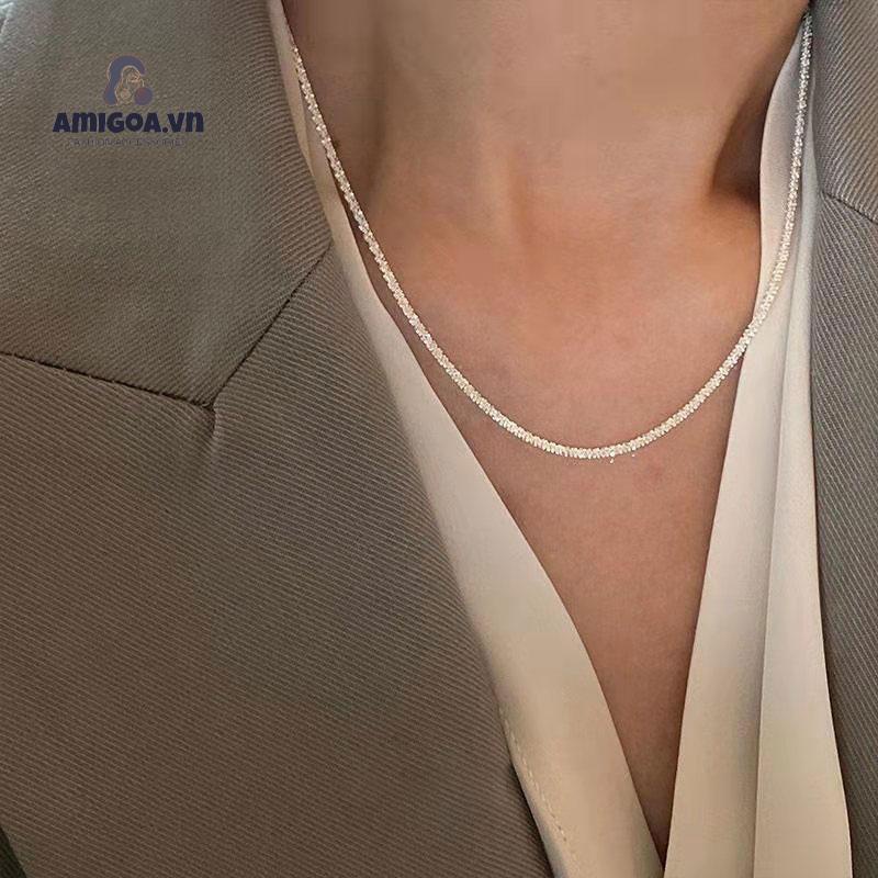 Vòng cổ Bạc 925 Lấp Lánh Đơn Giản Không Phai Màu