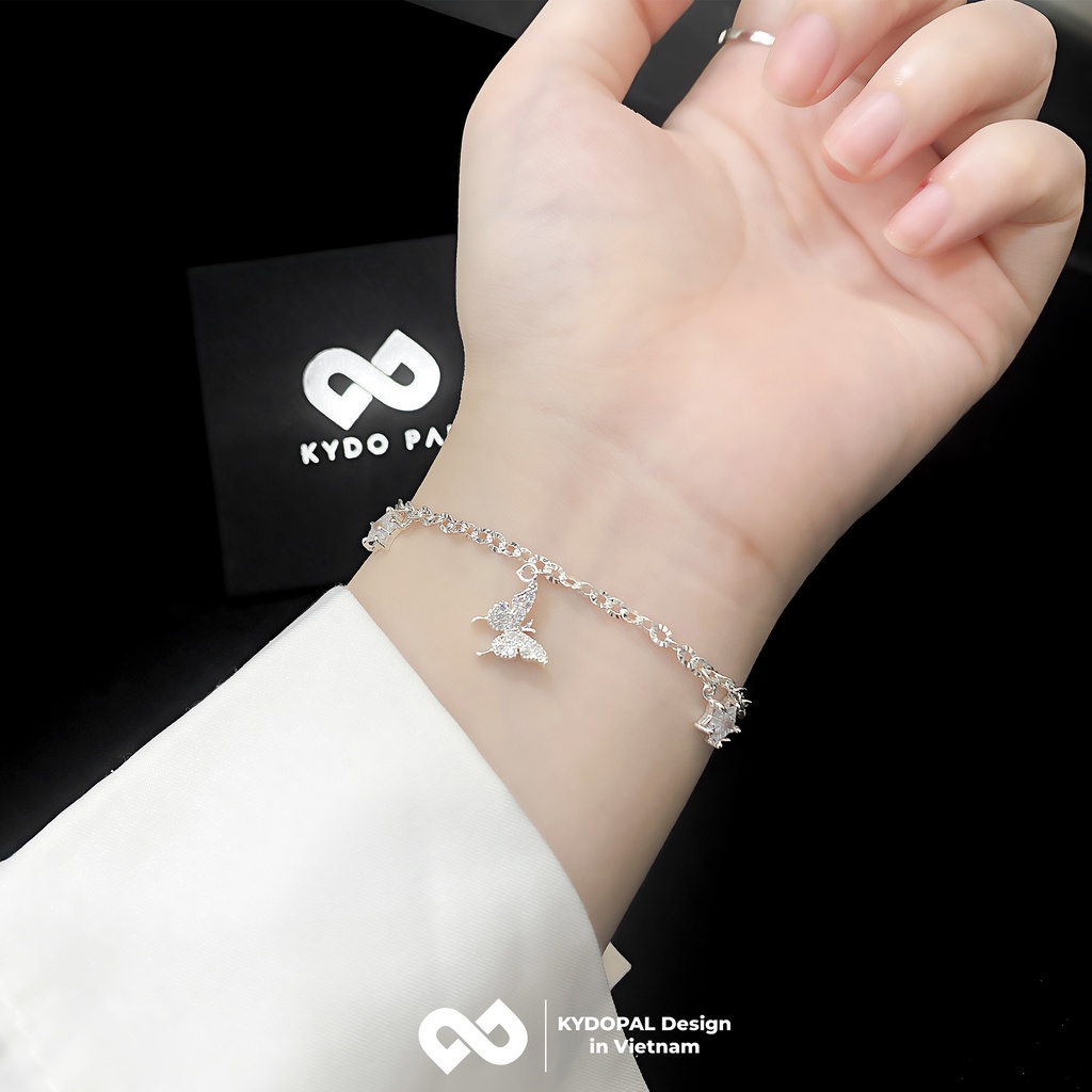 Lắc tay bạc nữ KYDOPAL đính đá cao cấp hình bướm trang sức bạc Ý 925 9L1